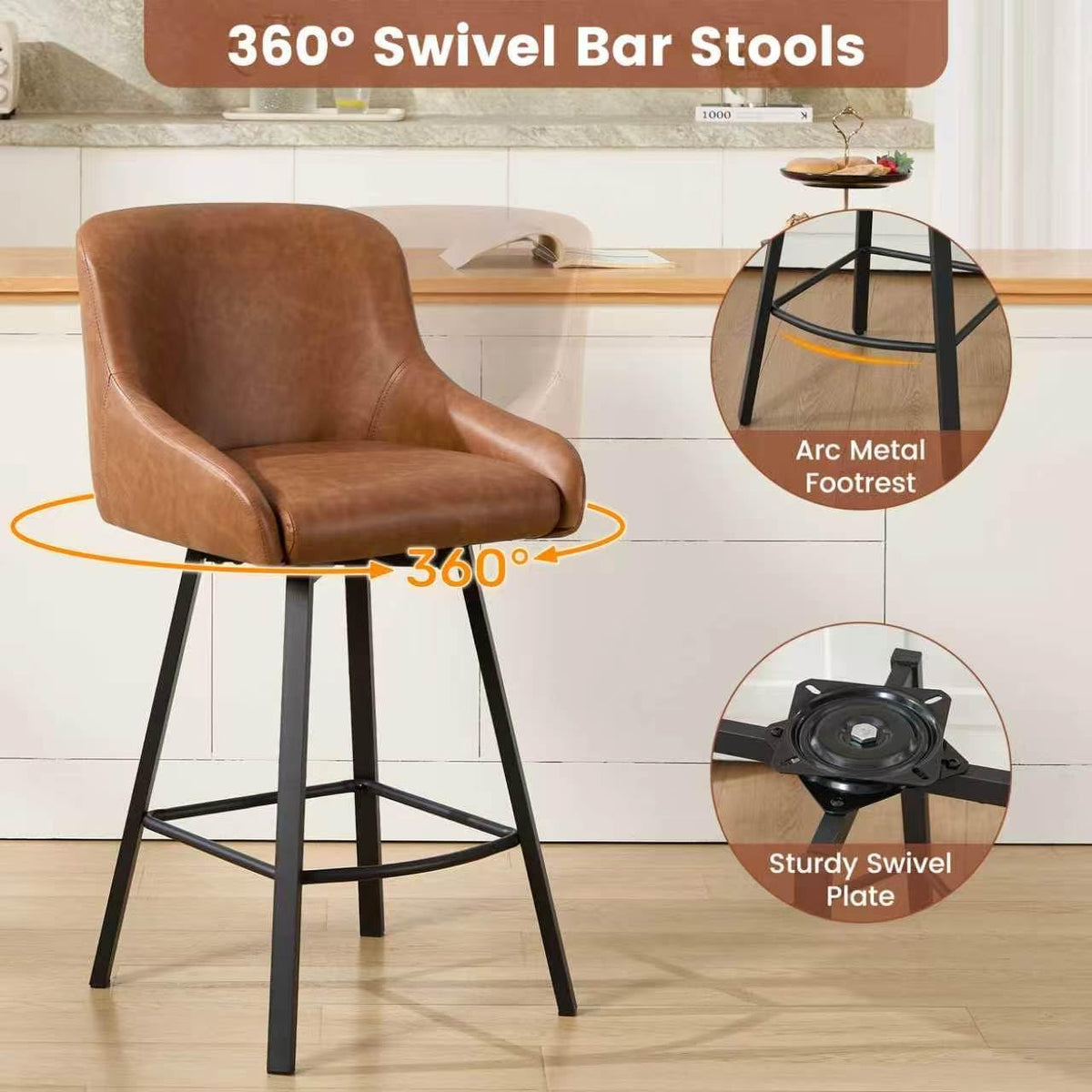4 Swivel Counter Bar Stools