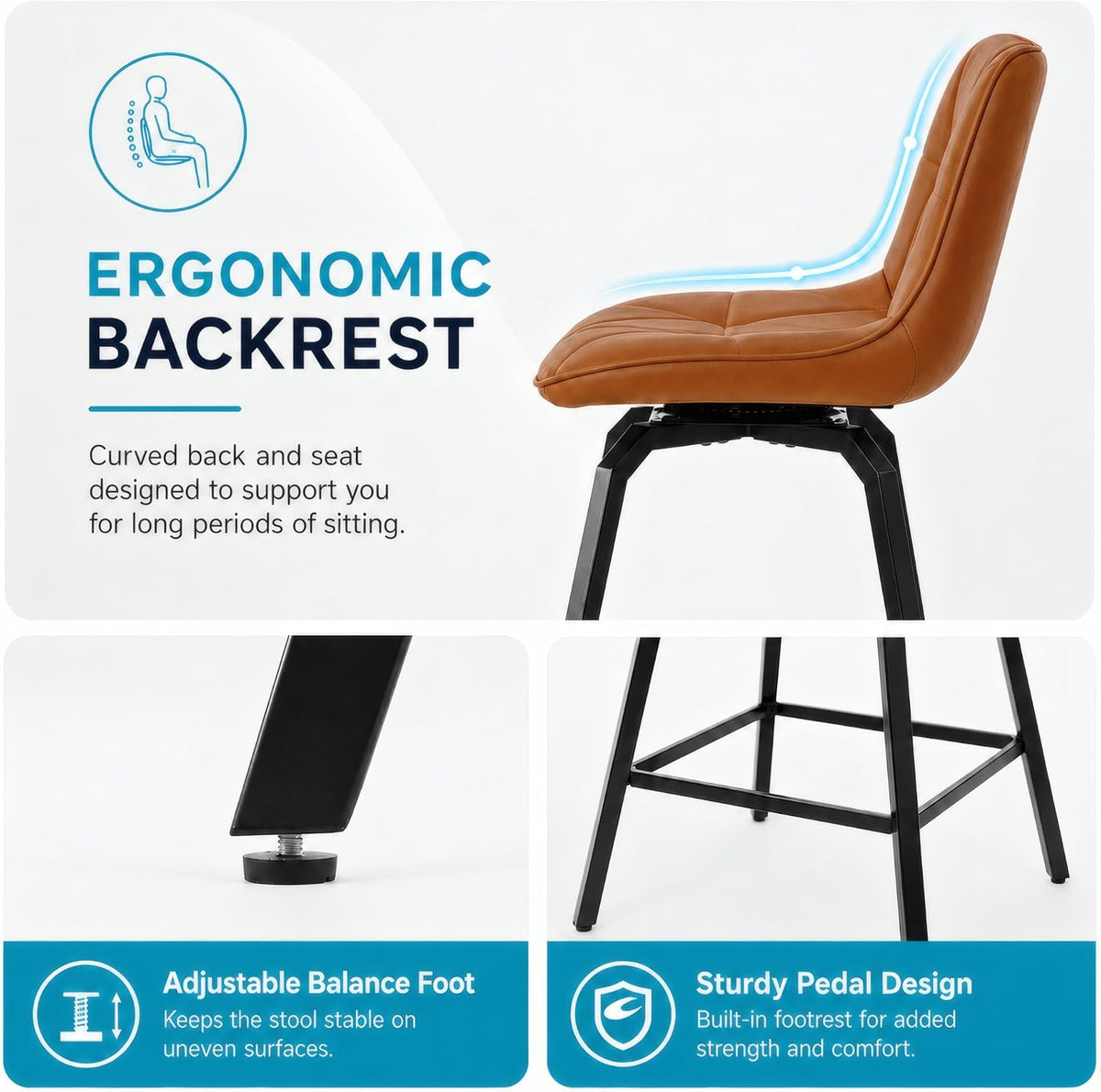 4 Swivel Counter Bar Stools