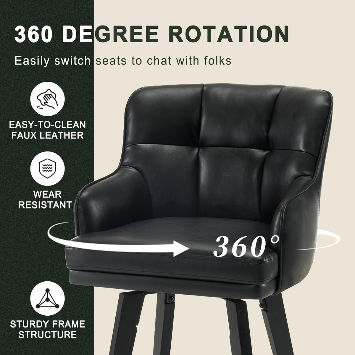 2 Swivel Wood Leg Bar Stools