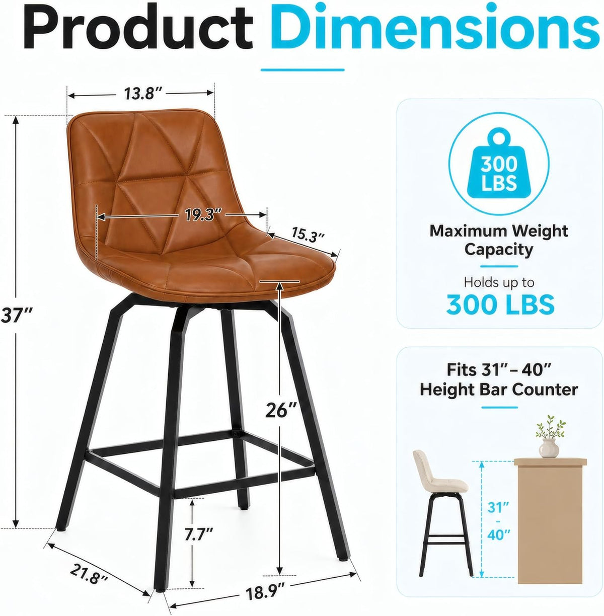 4 Swivel Counter Bar Stools