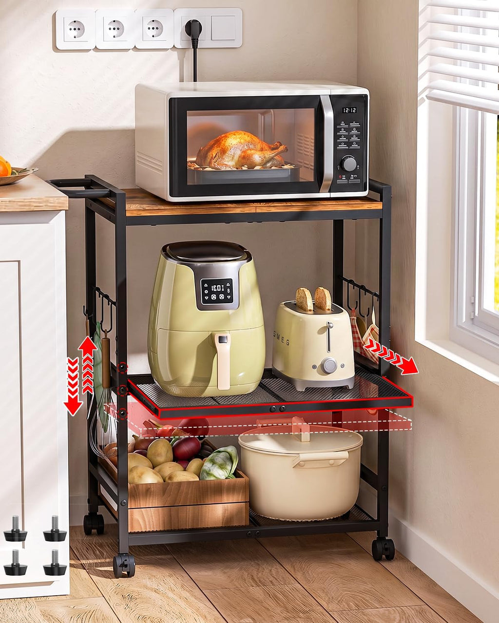 3-Tier Rolling Kitchen Cart