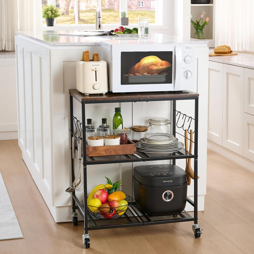 3 Tier Rolling Microwave Cart