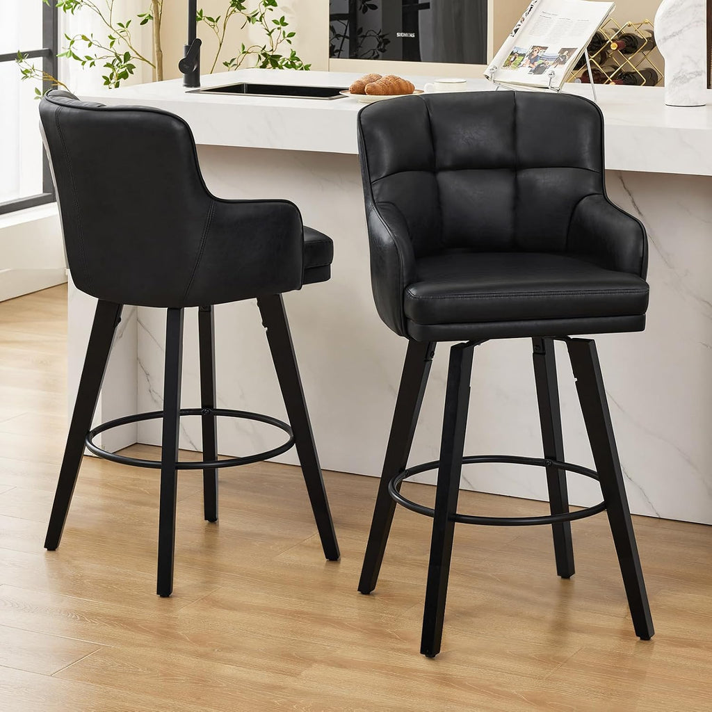 2 Swivel Wood Leg Bar Stools