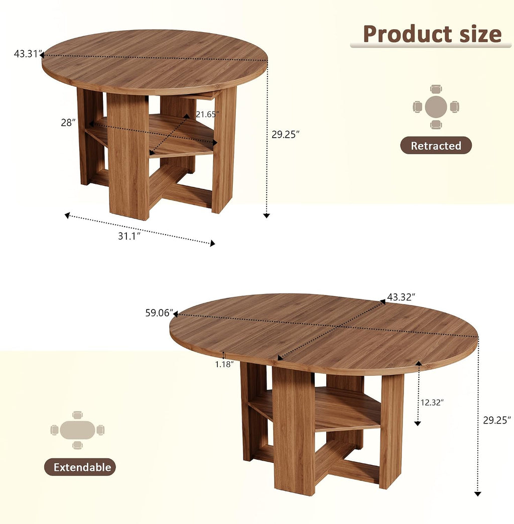 Extendable Round Dining Table
