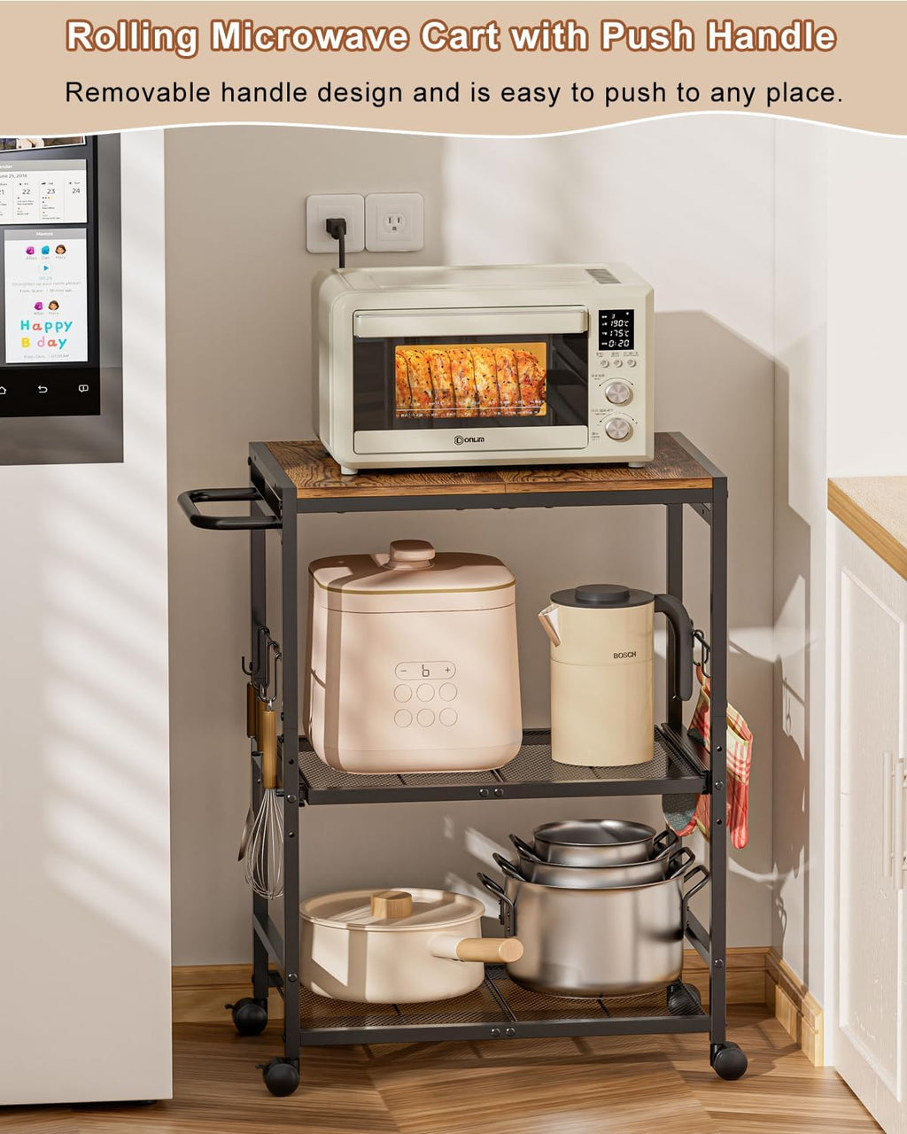 3-Tier Rolling Kitchen Cart