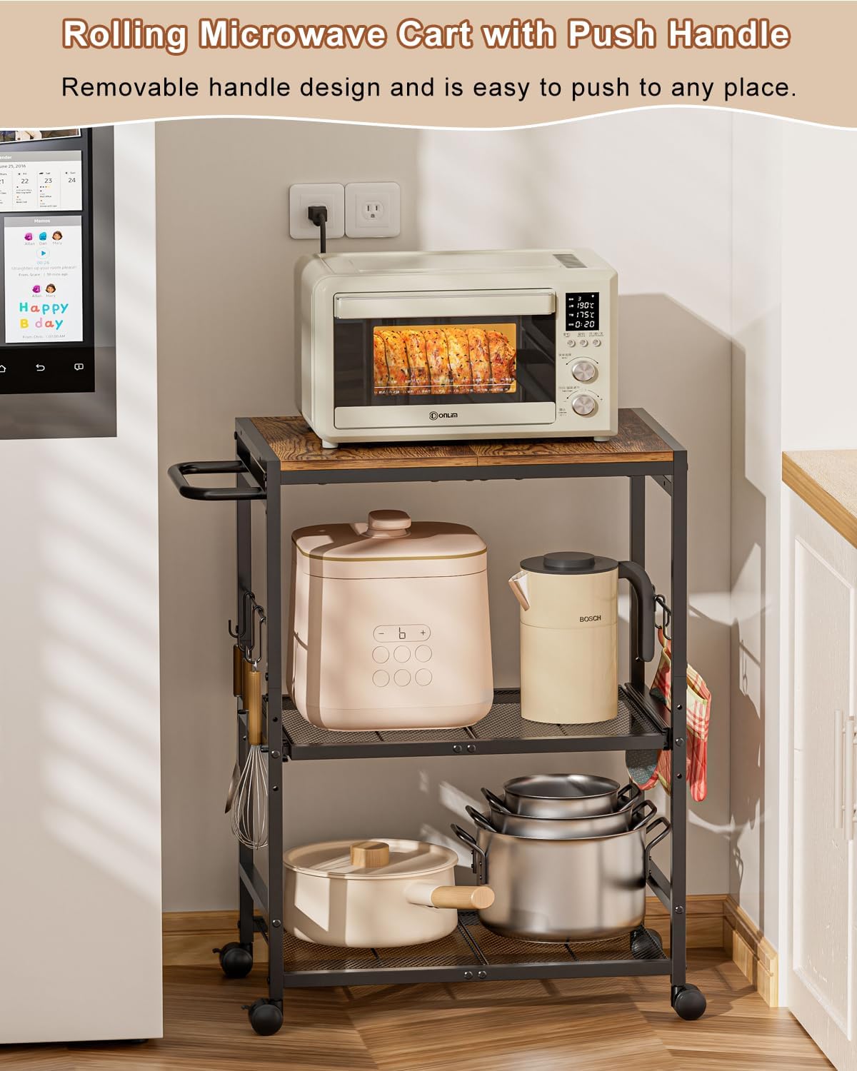 3-Tier Rolling Kitchen Cart