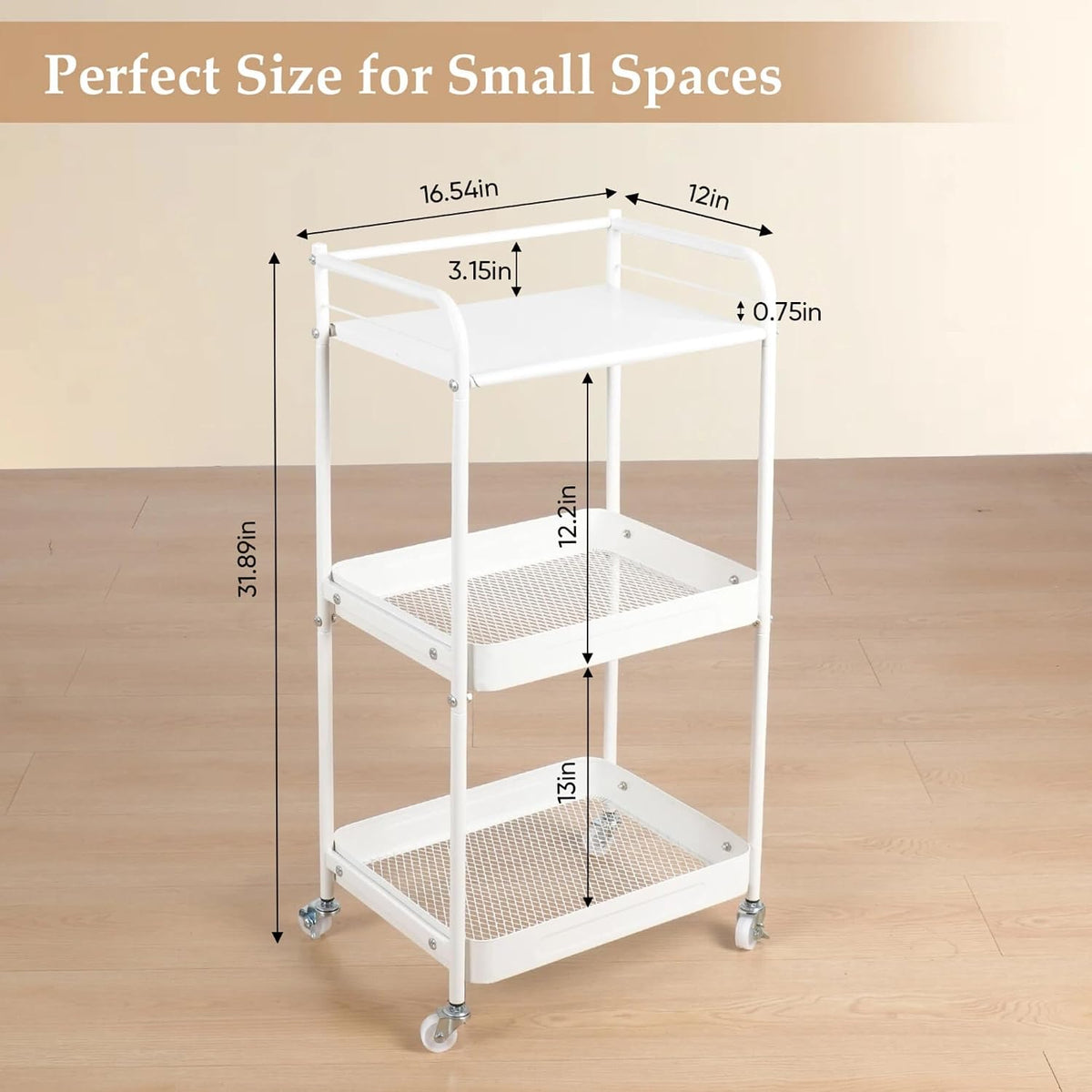 3 Tier Rolling Cart with Table Top