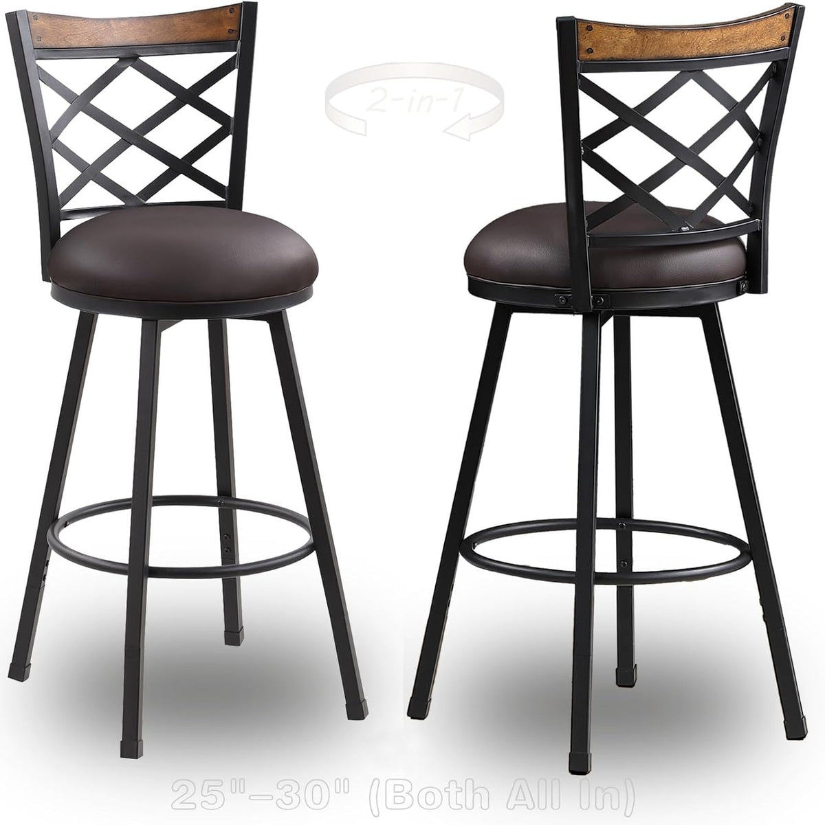 4 Adjustable Swivel Bar Stools