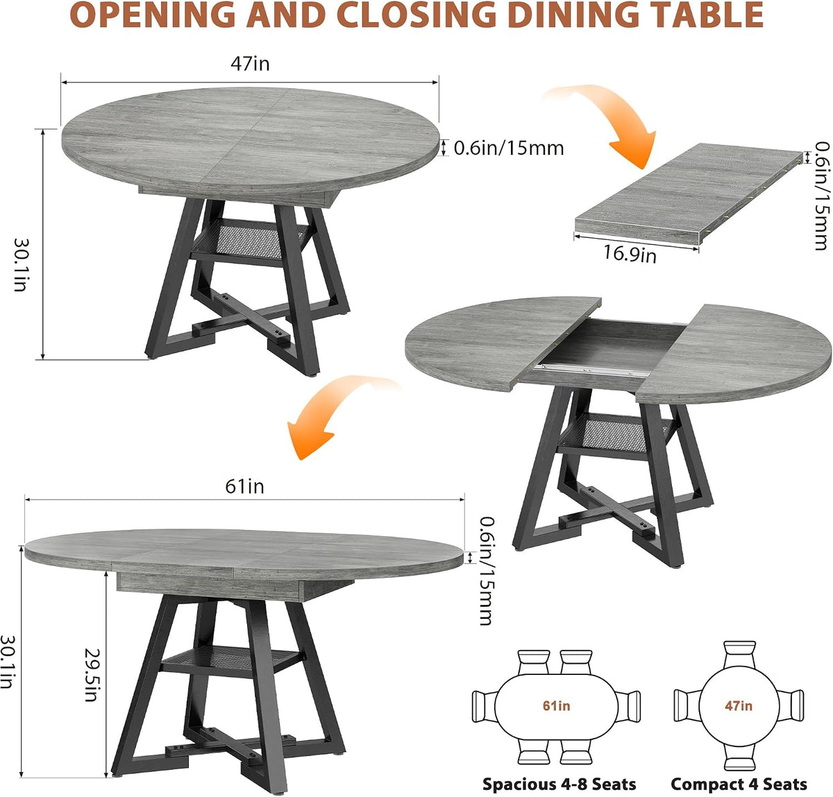 Extendable Round Dining Table