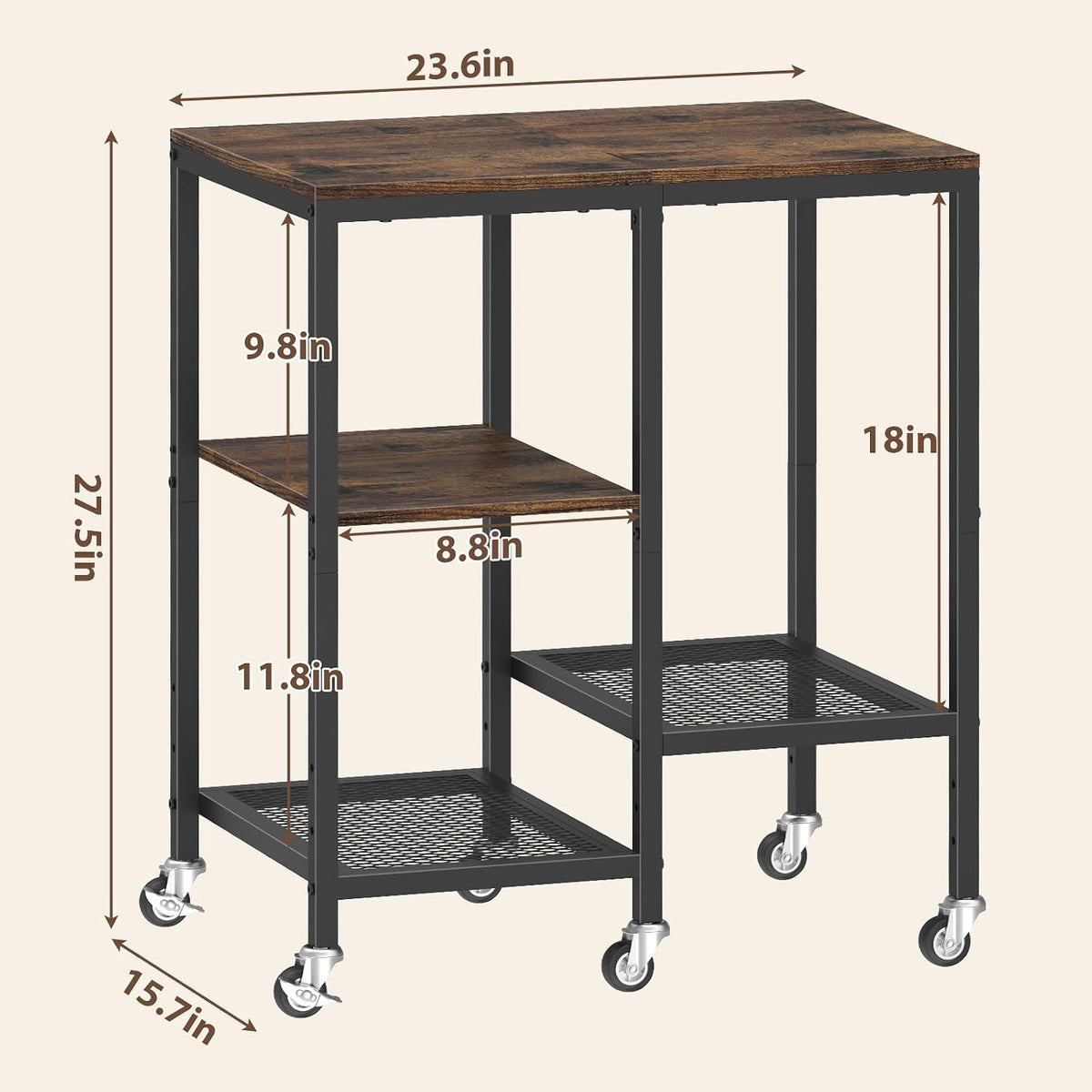 4-Tier Rolling Cart