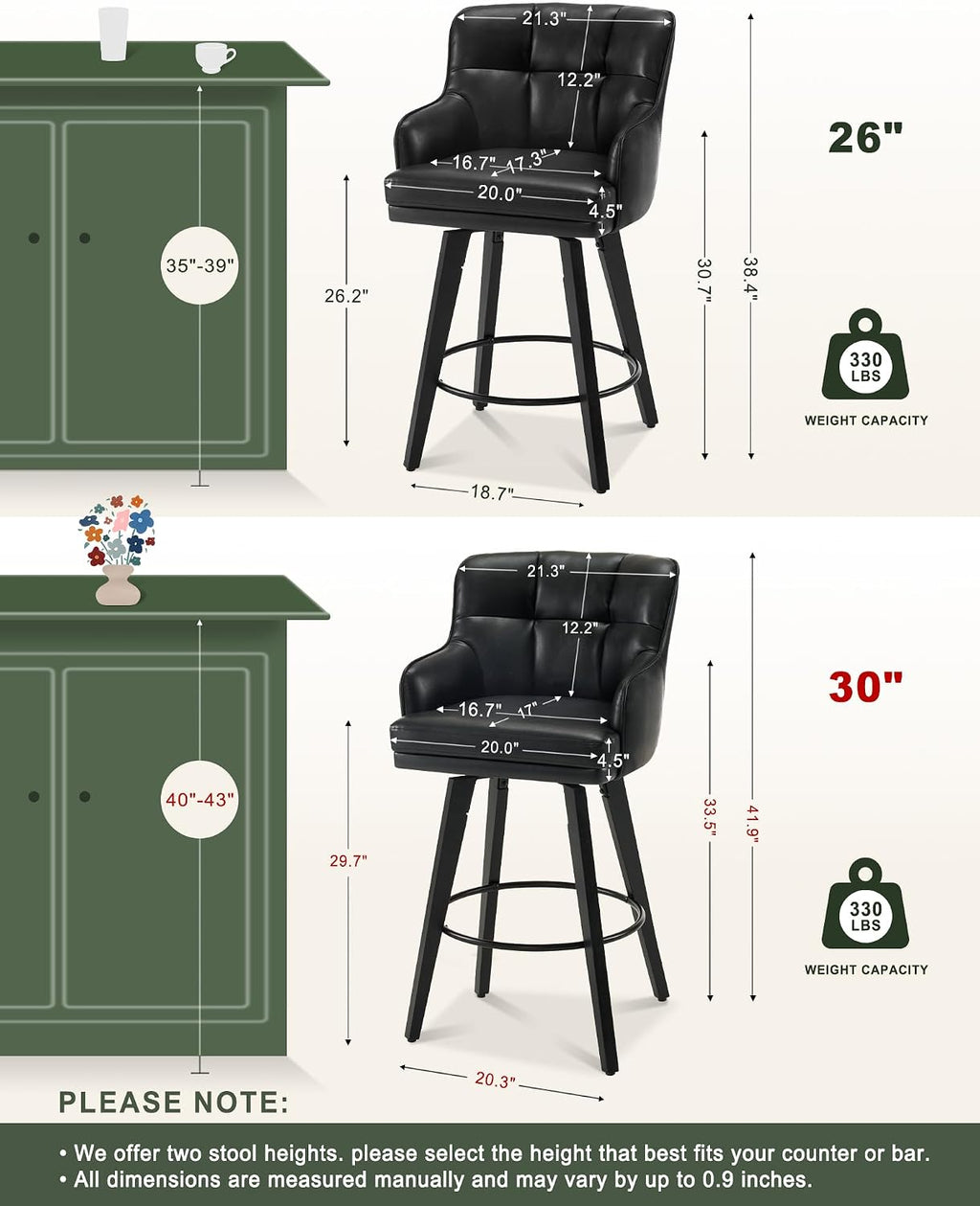 2 Swivel Wood Leg Bar Stools