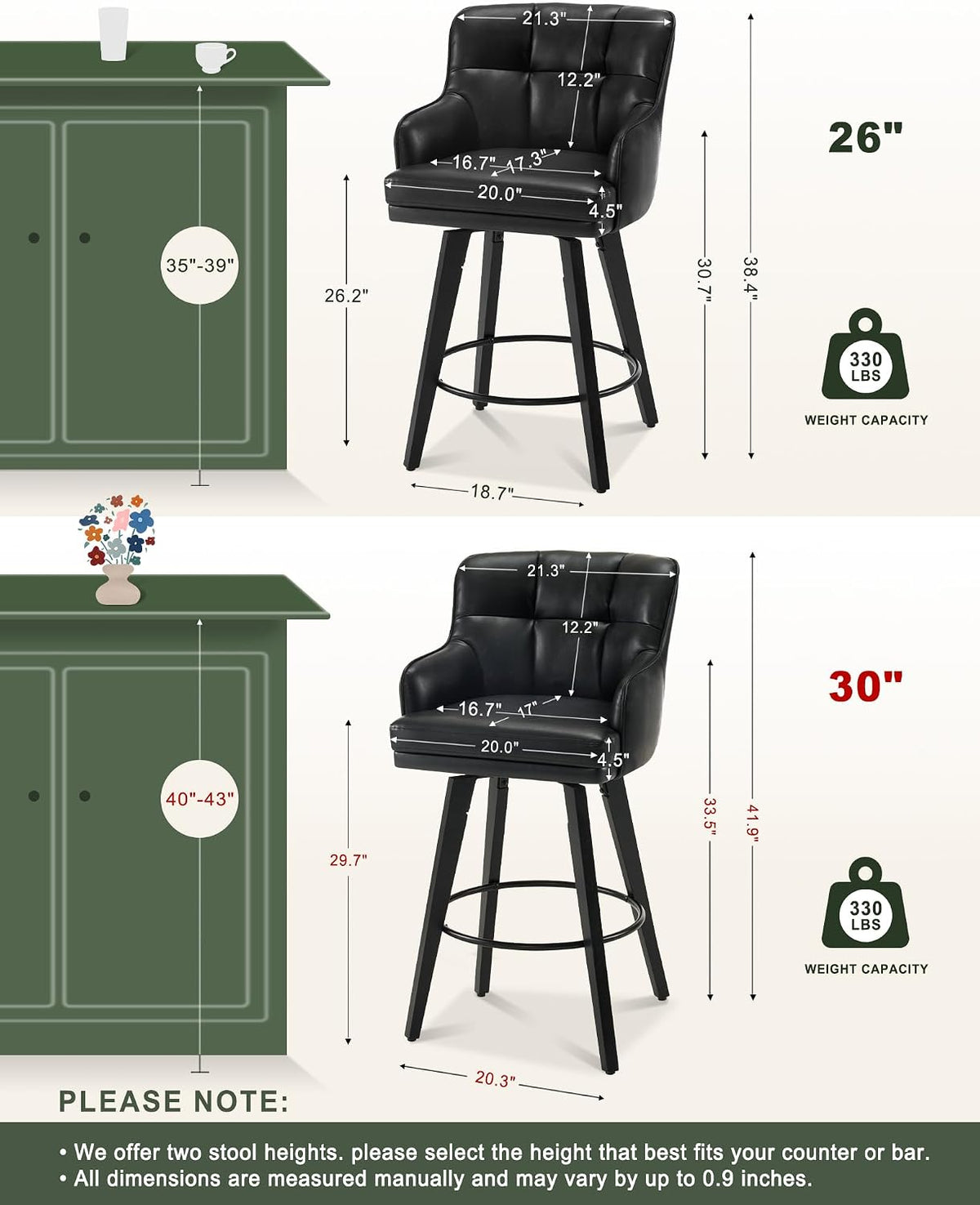 2 Swivel Wood Leg Bar Stools