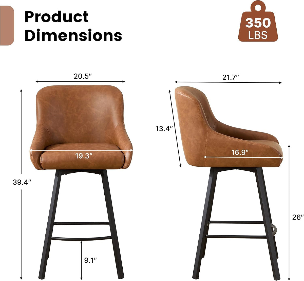 4 Swivel Counter Bar Stools