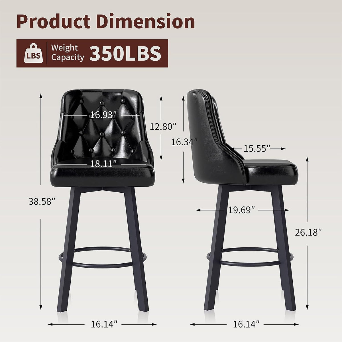 3 Swivel Bar Stools with Back