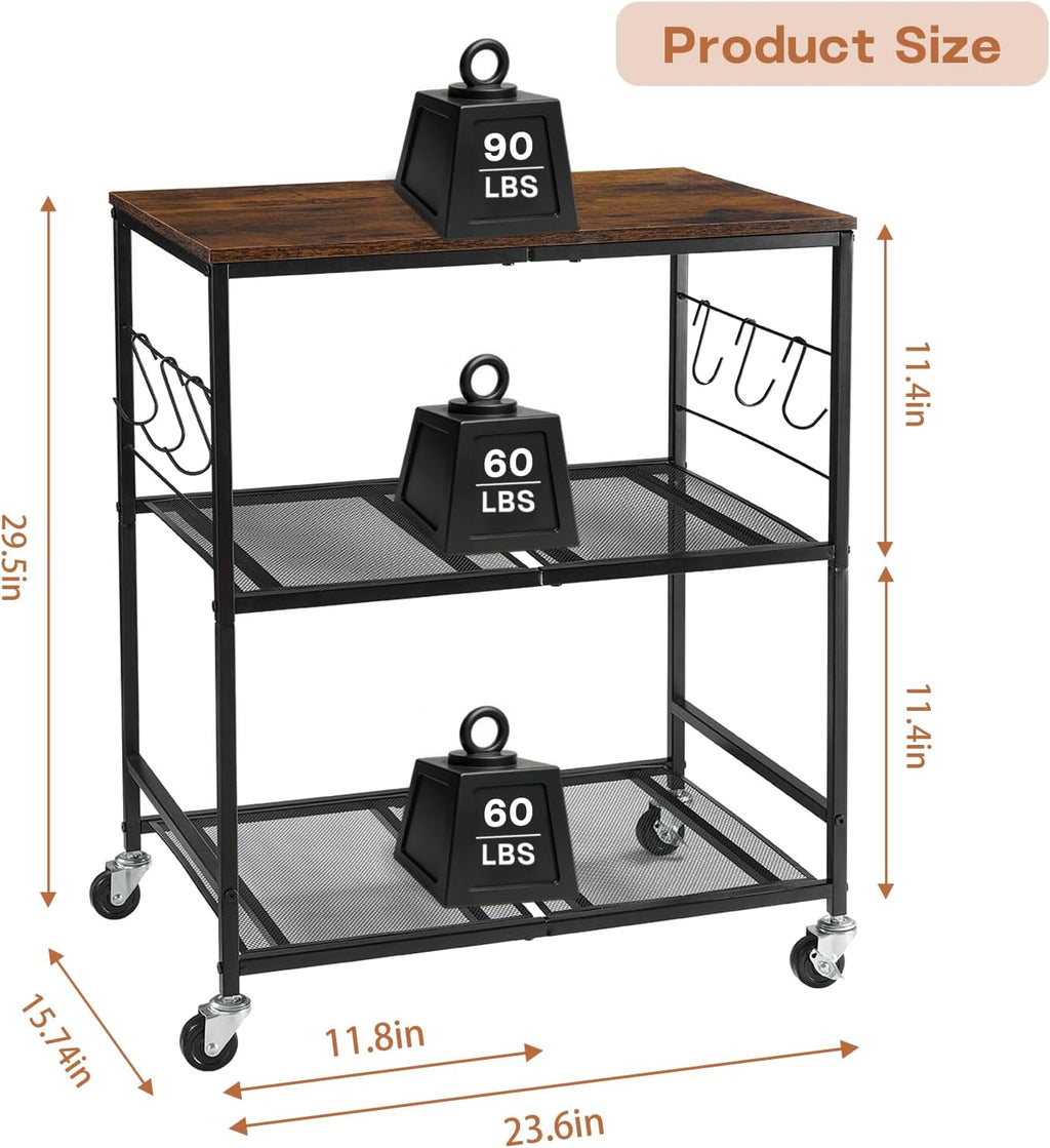 3 Tier Rolling Microwave Cart
