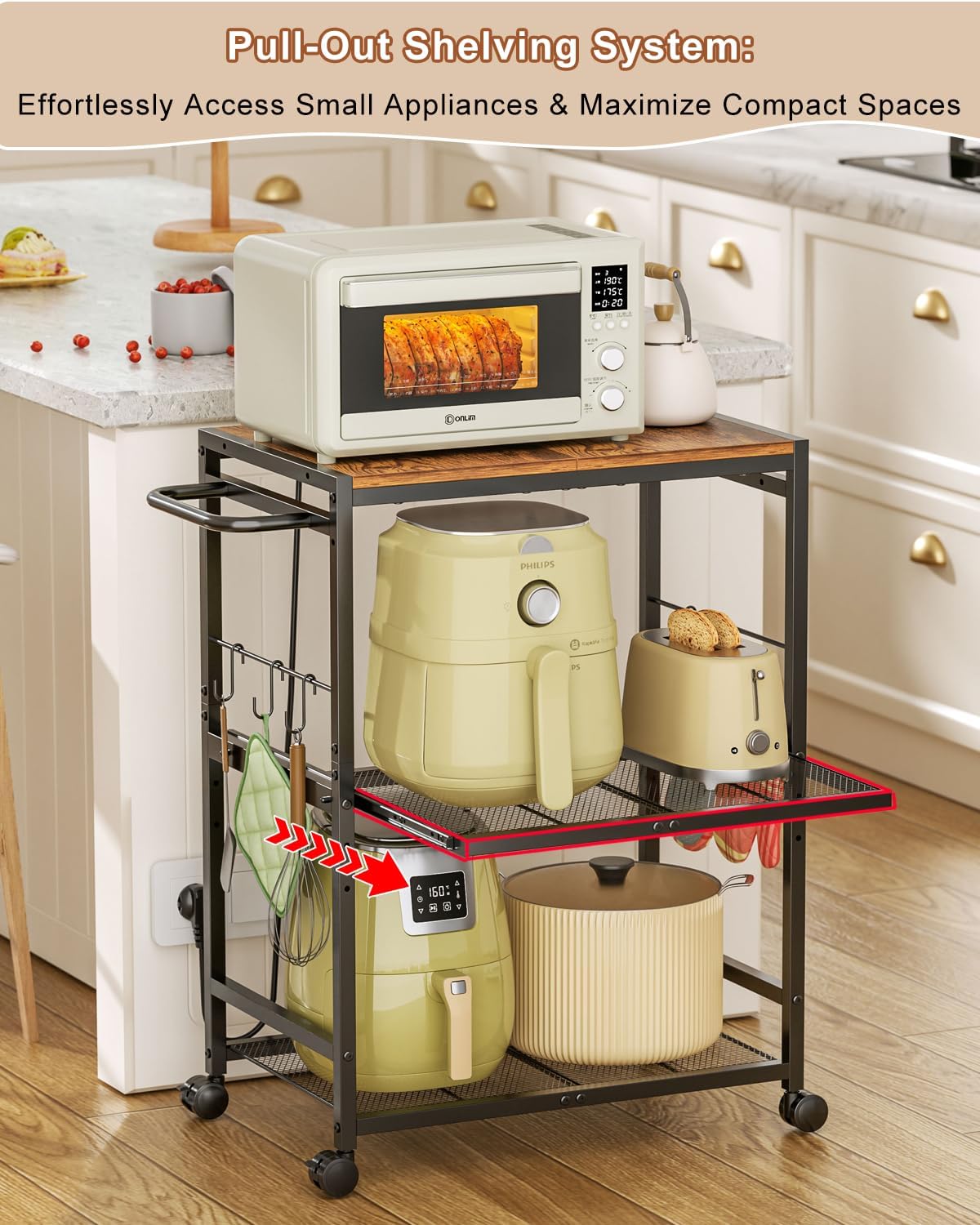 3-Tier Rolling Kitchen Cart