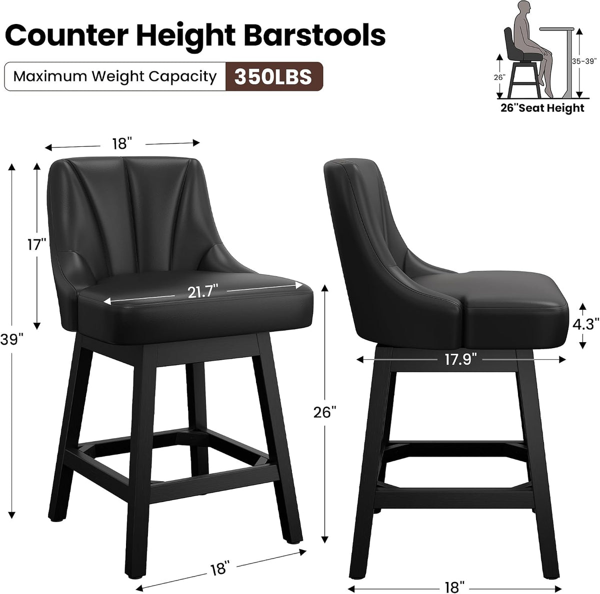 3 Swivel Counter Bar Stools