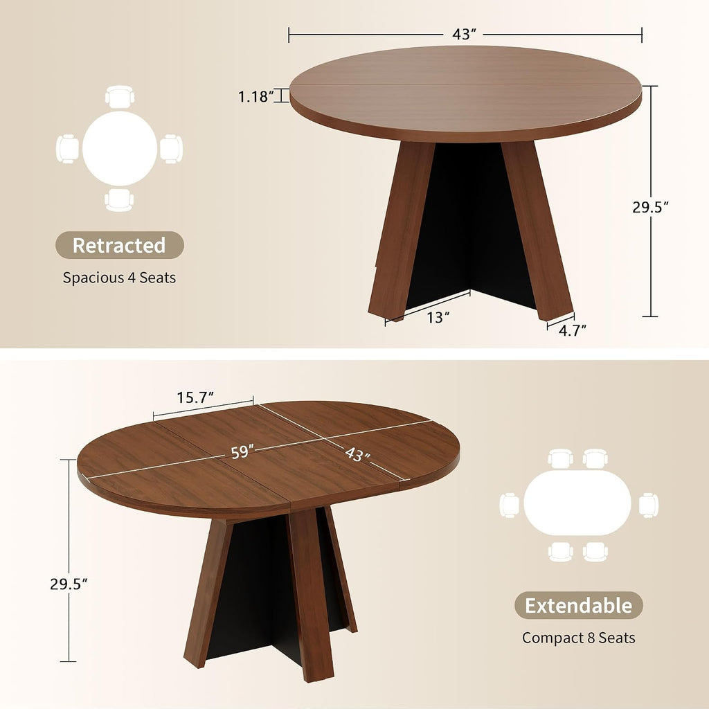 Extendable Round Dining Table