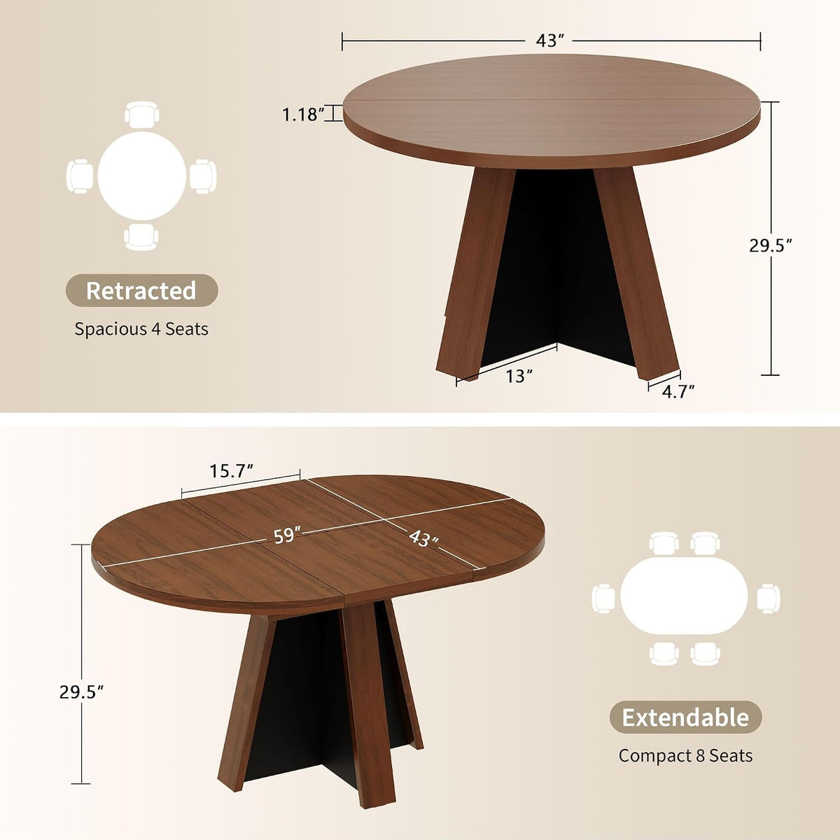 Extendable Round Dining Table