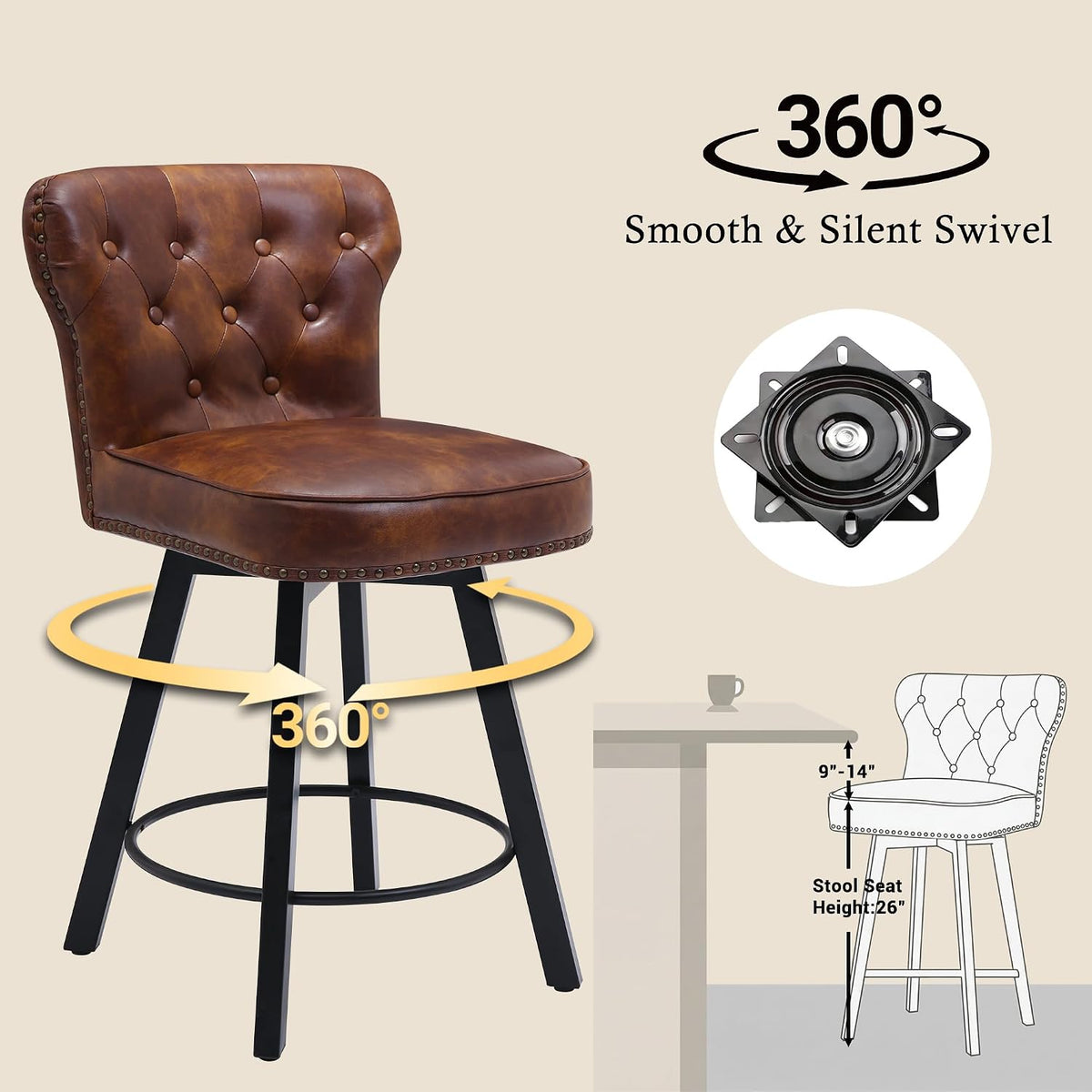 3 Swivel Counter Bar Stools