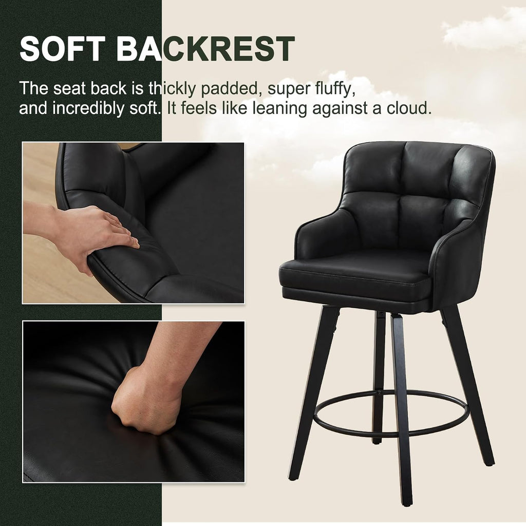 2 Swivel Wood Leg Bar Stools
