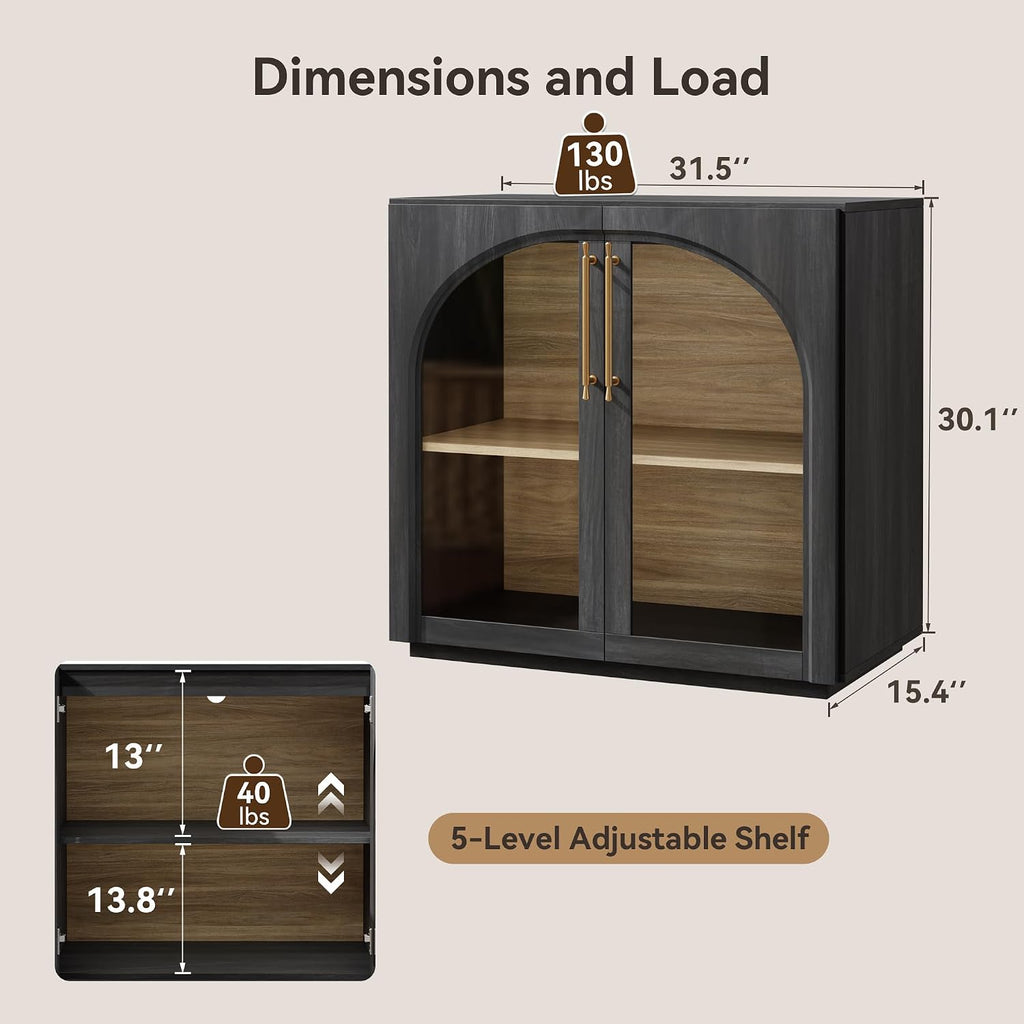 94.5" Glass Door Sideboard
