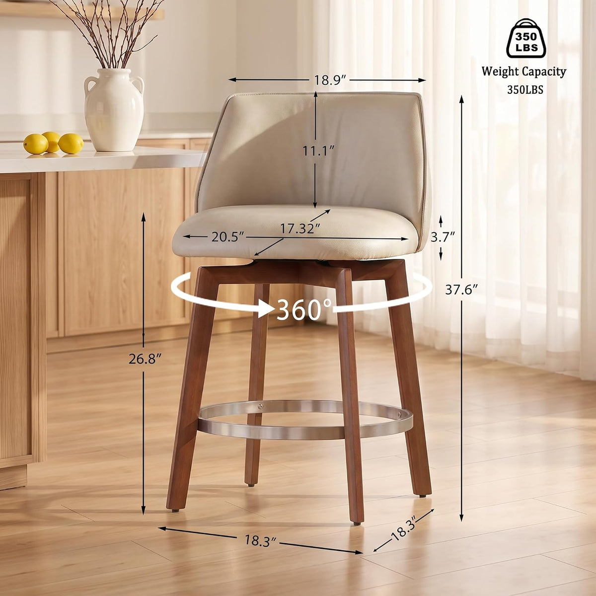 2 Swivel Wood Leg Bar Stools