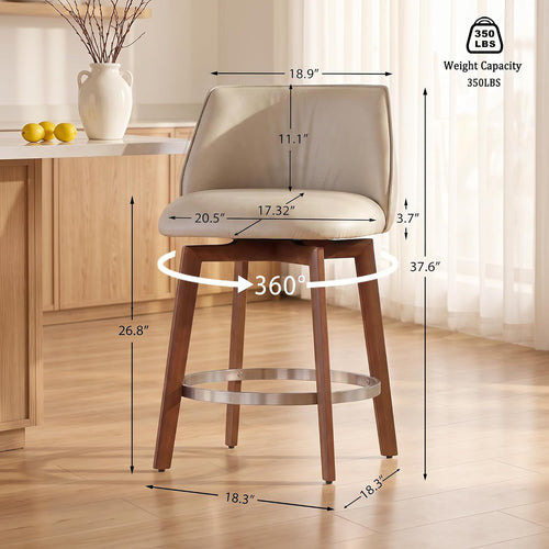 2 Swivel Wood Leg Bar Stools