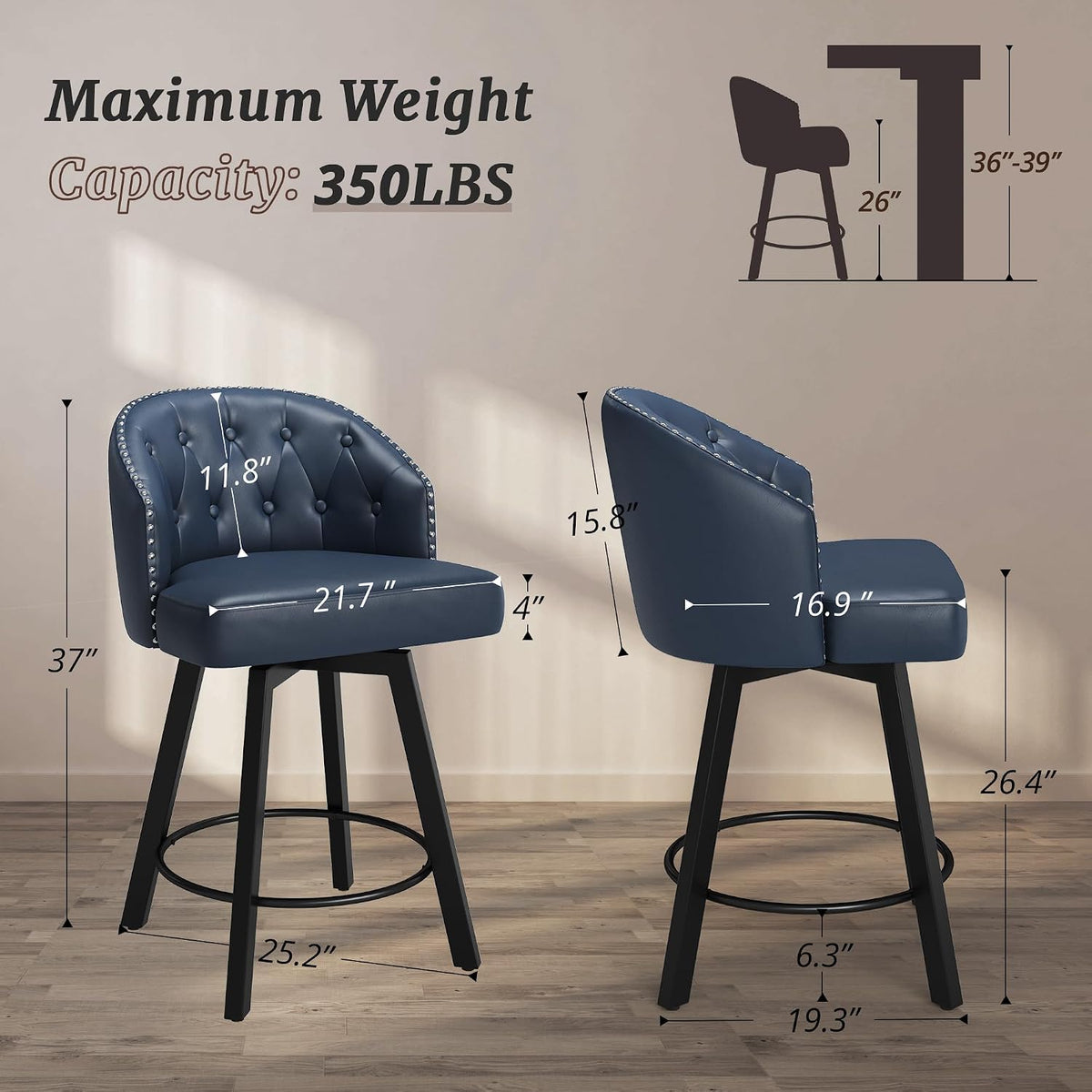 3 Swivel Counter Bar Stools