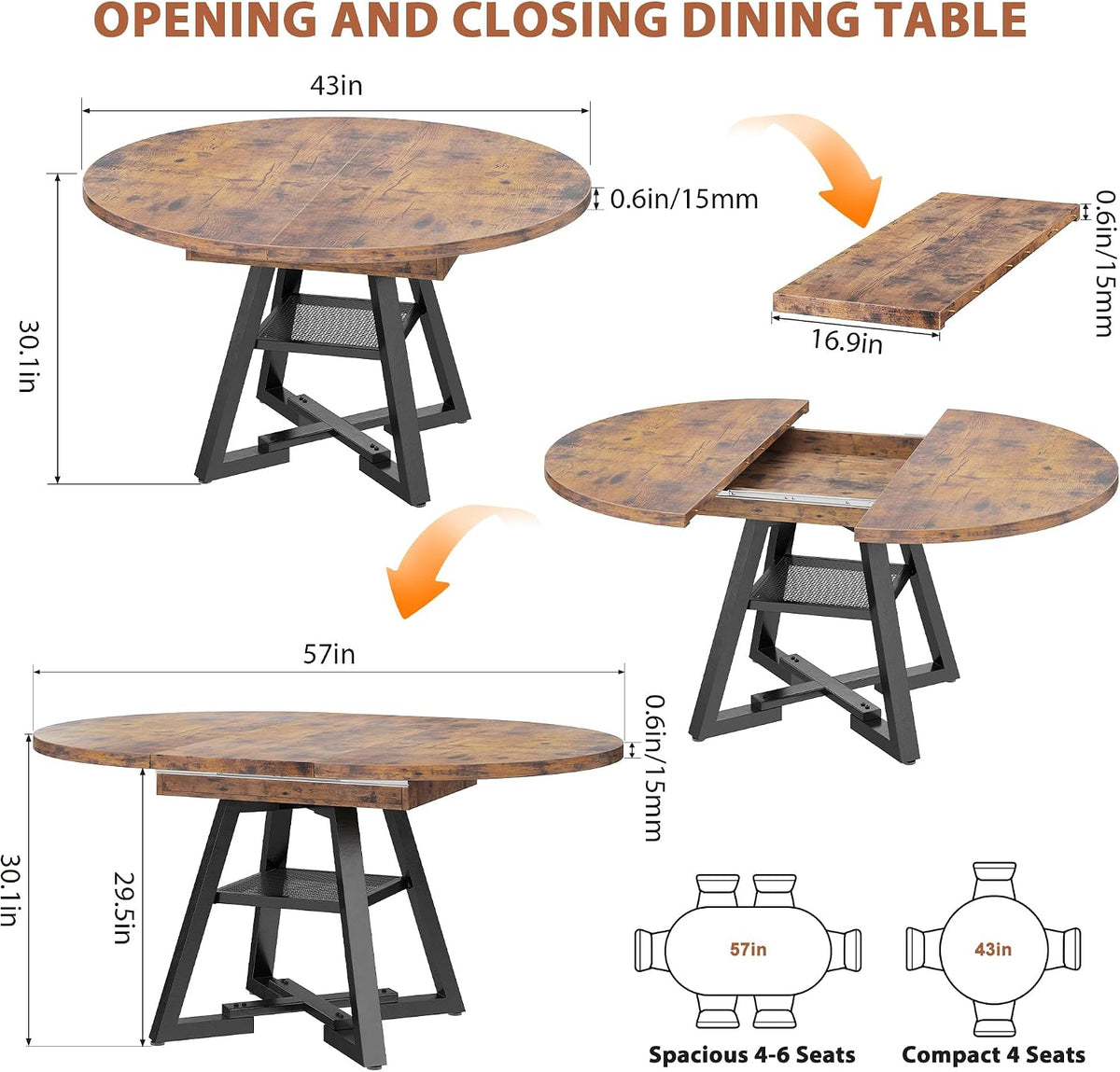 Extendable Round Dining Table