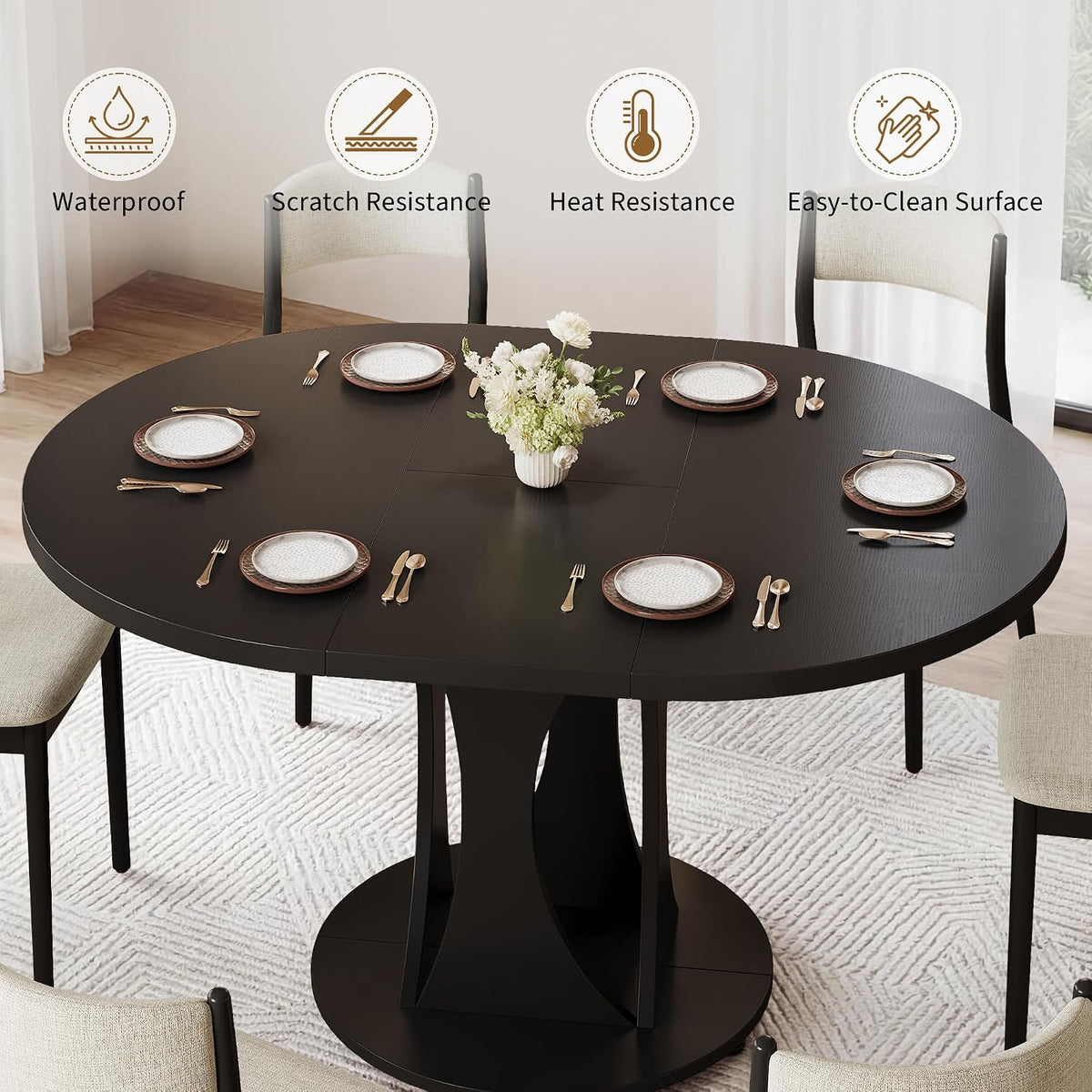 Extendable Round Dining Table