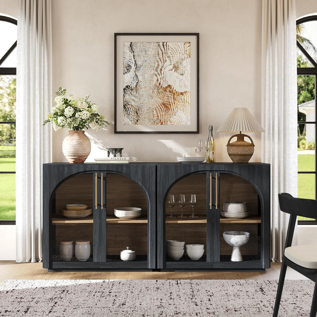 94.5" Glass Door Sideboard