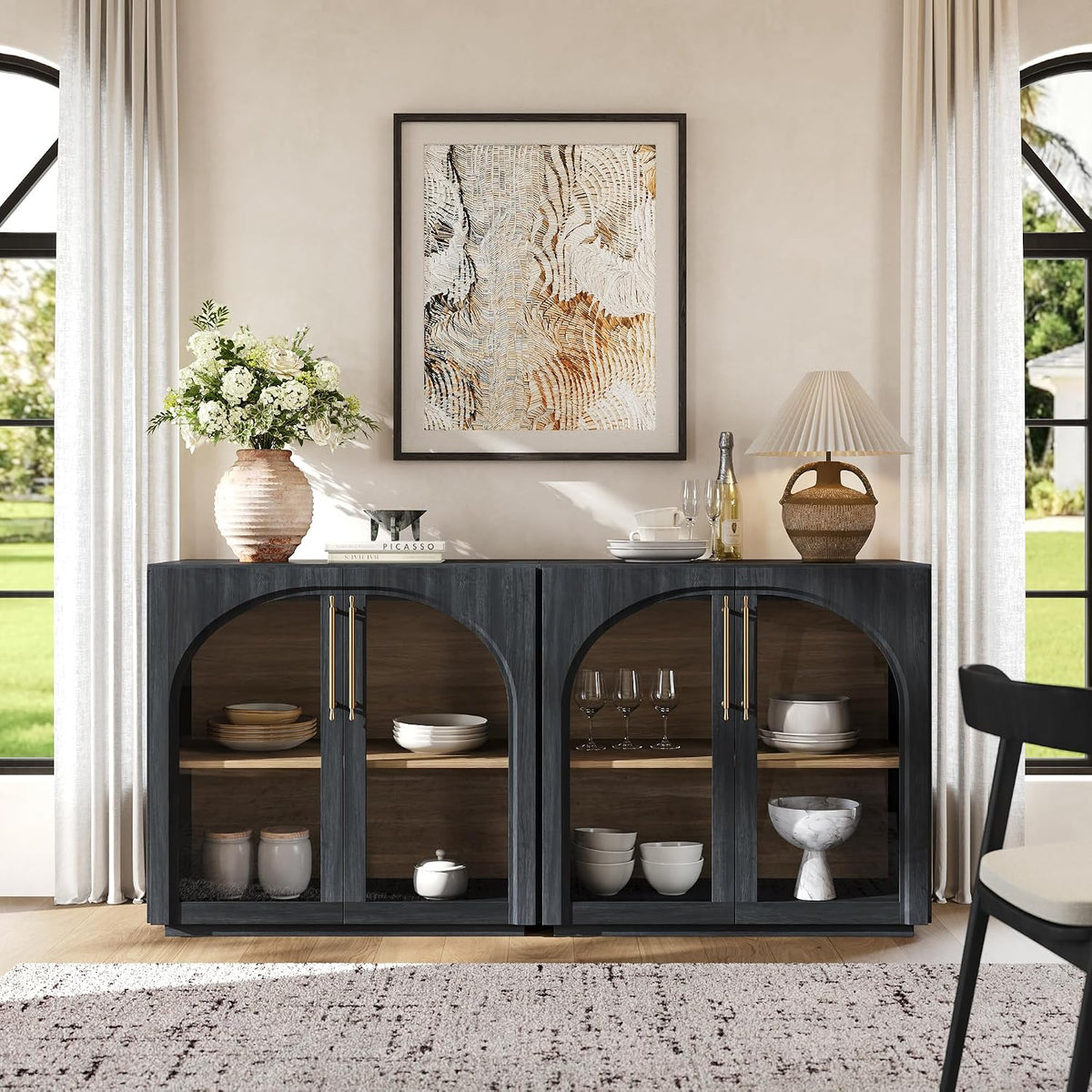 94.5" Glass Door Sideboard