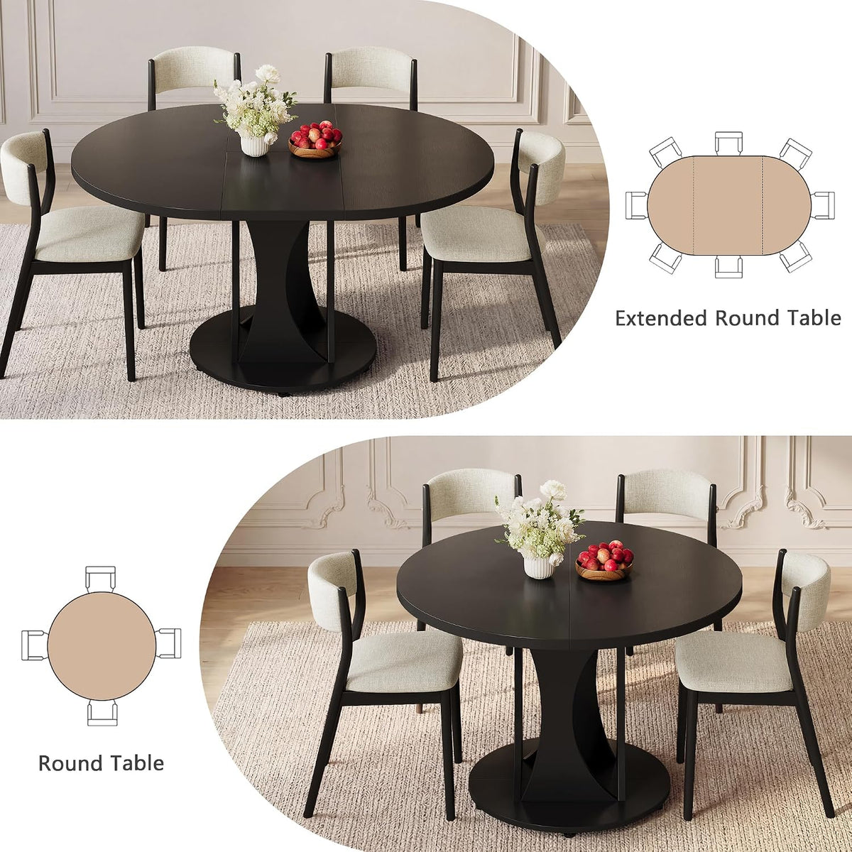 Extendable Round Dining Table