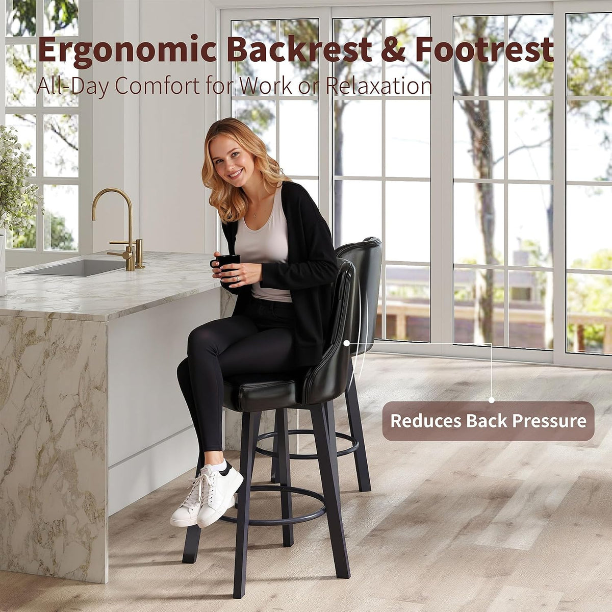 3 Swivel Bar Stools with Back