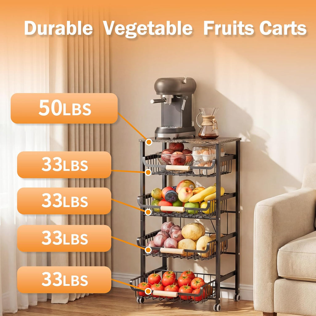 5-Tier Rolling Kitchen Cart