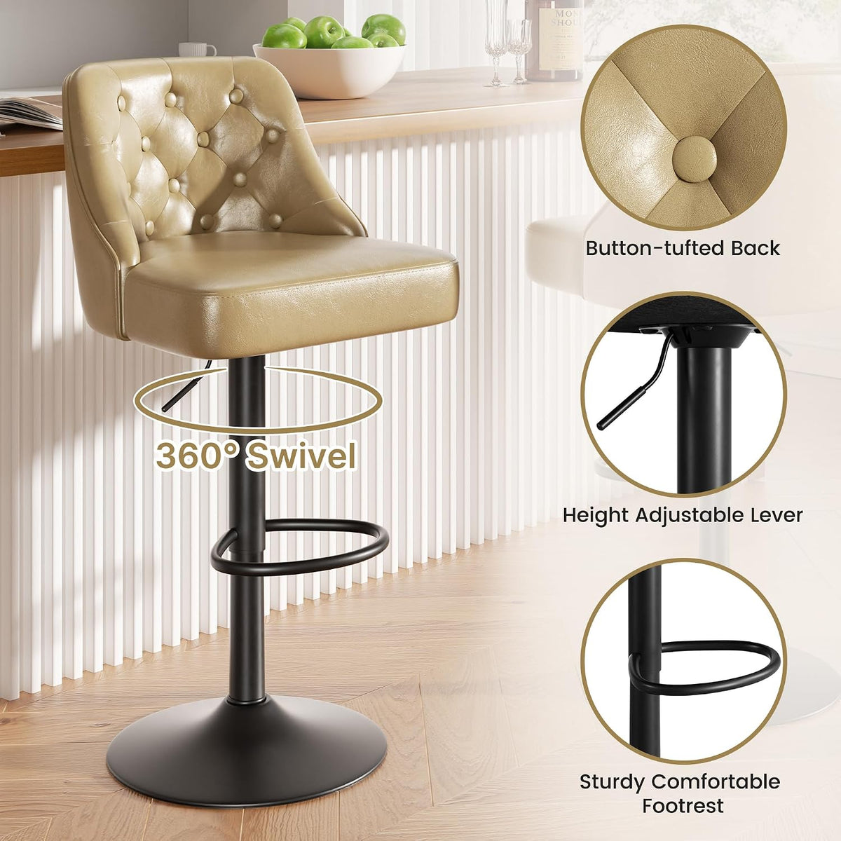 3 Adjustable Swivel Bar Stools