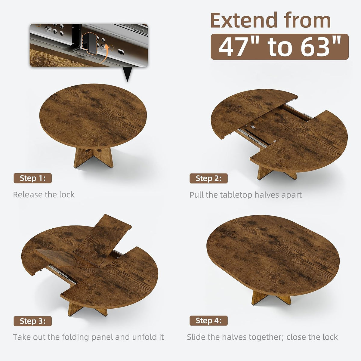 Extendable Round Dining Table