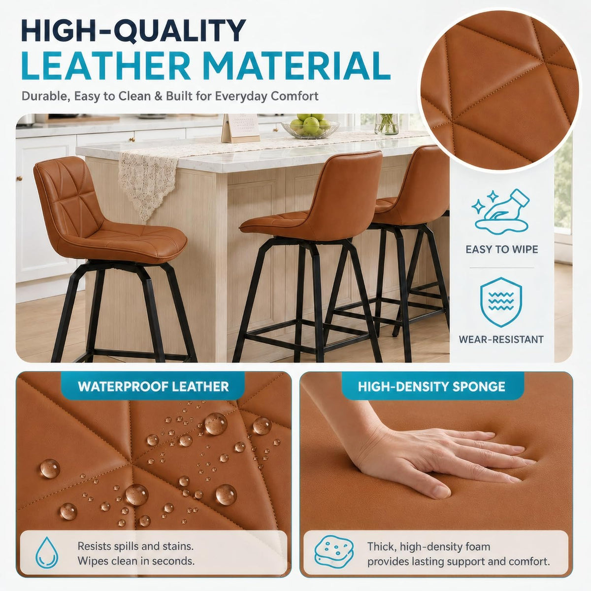 4 Swivel Counter Bar Stools