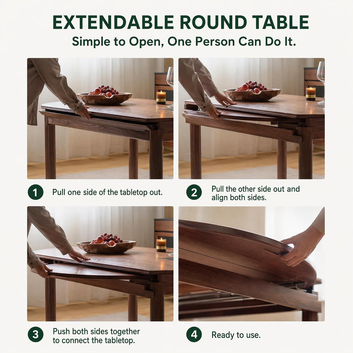 Solid Oak Extendable Dining Table