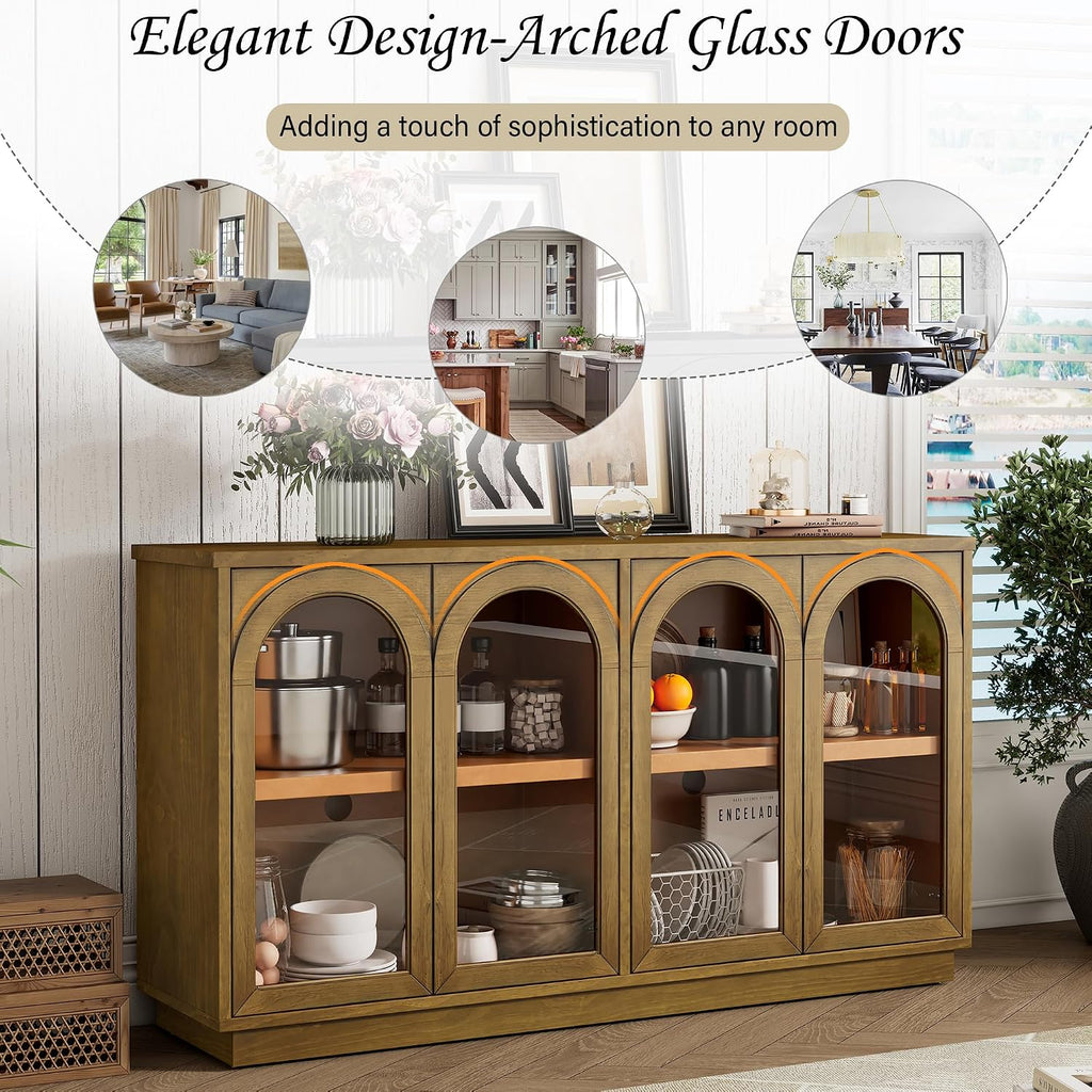 4-Door Glass Sideboard Cabinet