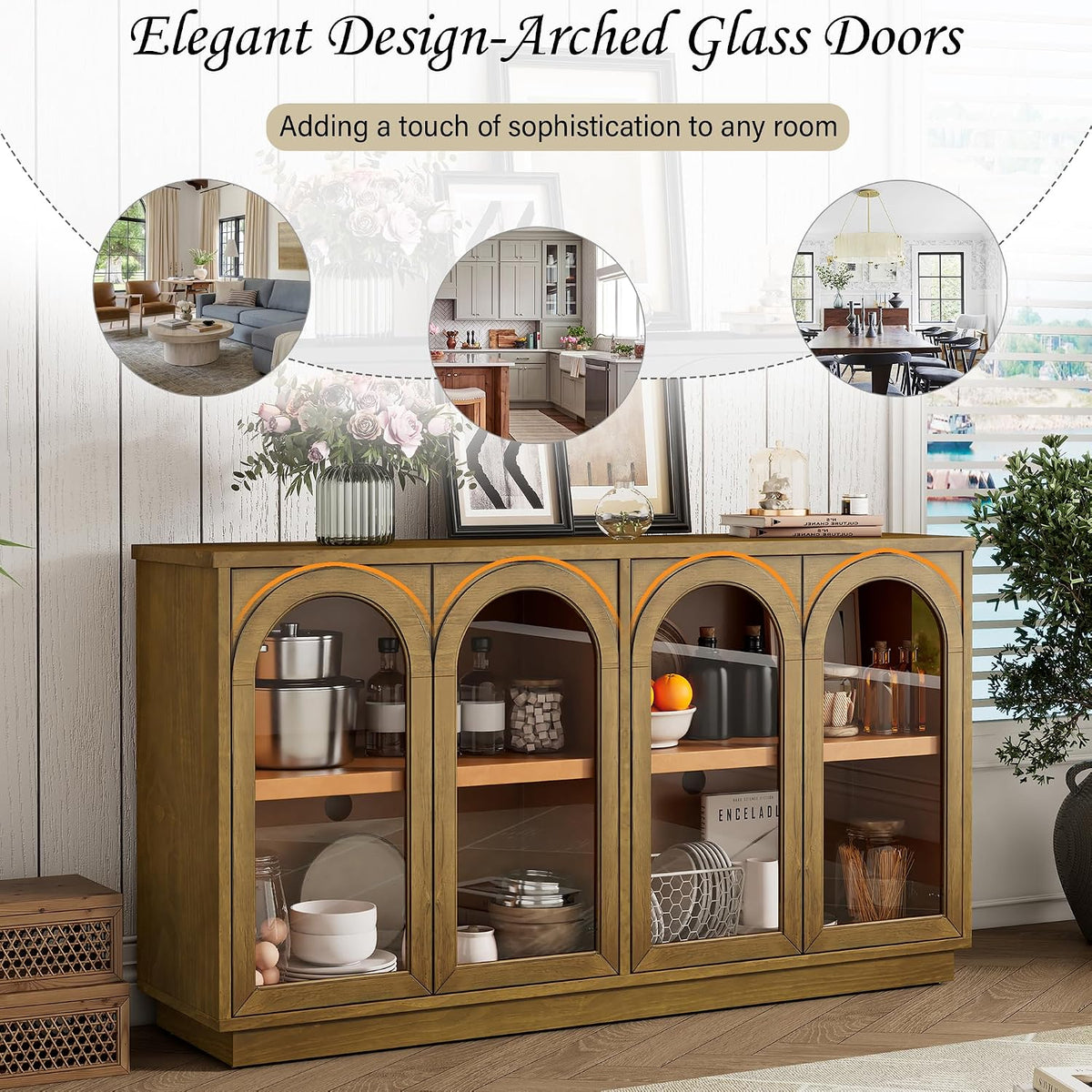 4-Door Glass Sideboard Cabinet