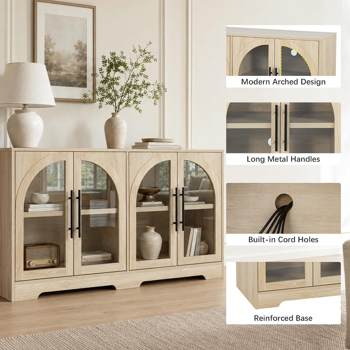 55" Arched Glass Sideboard