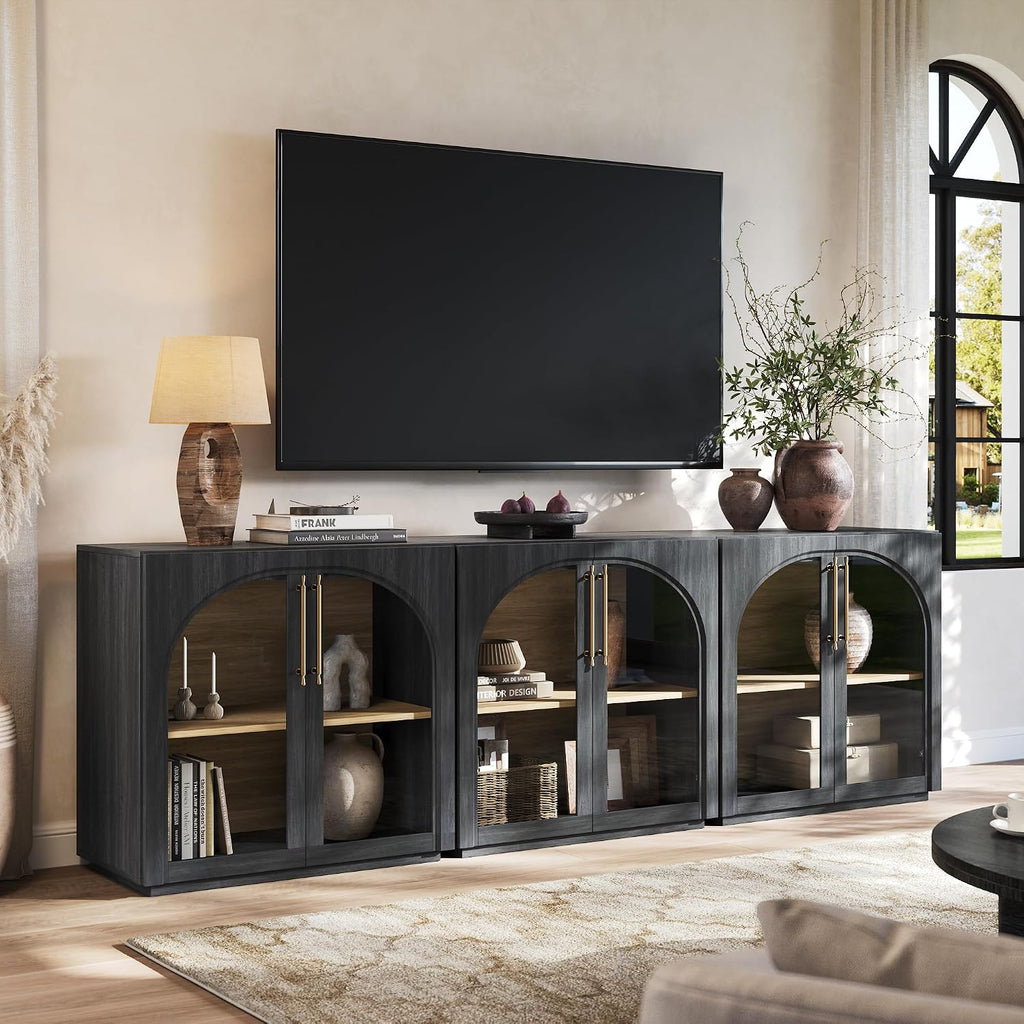 94.5" Glass Door Sideboard