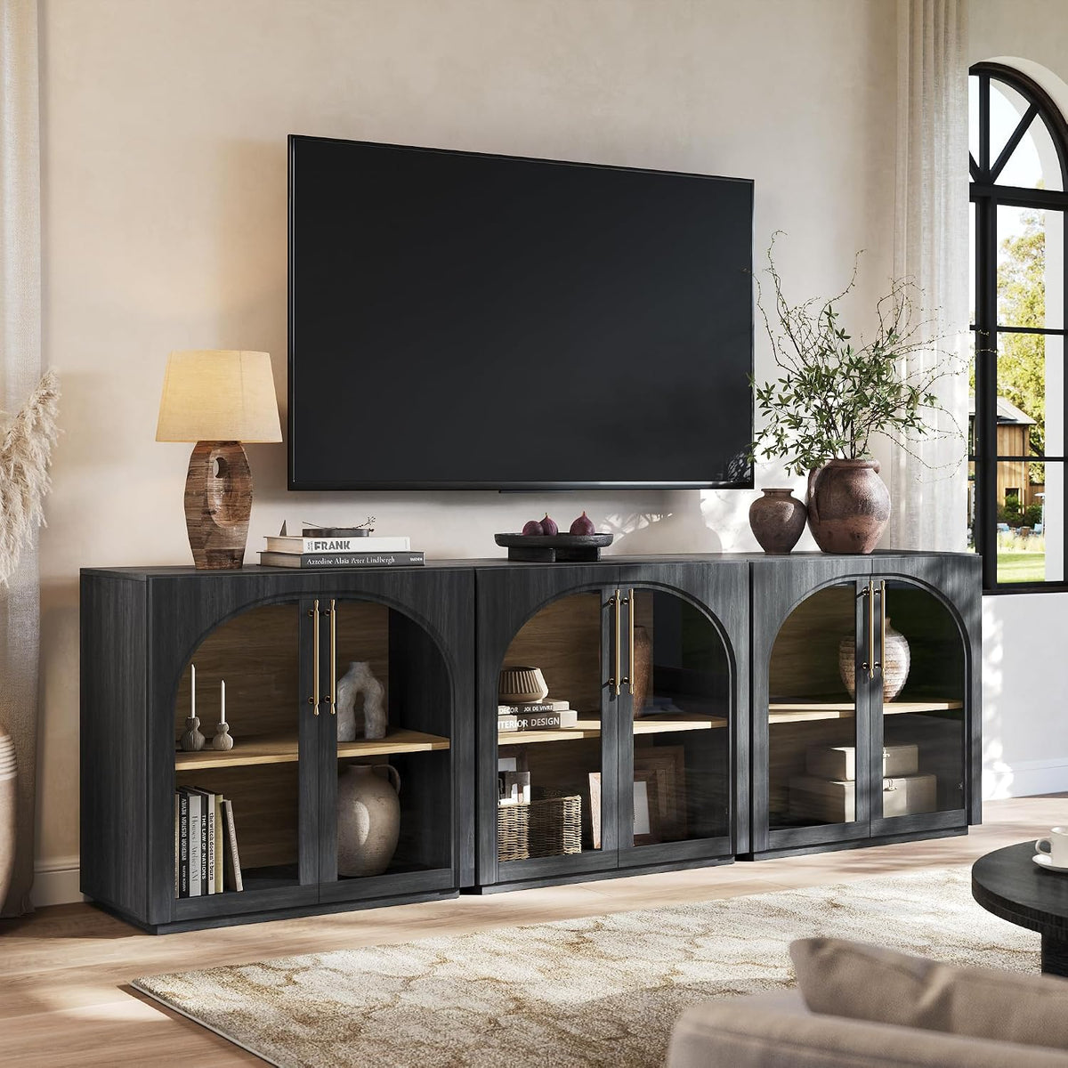 94.5" Glass Door Sideboard