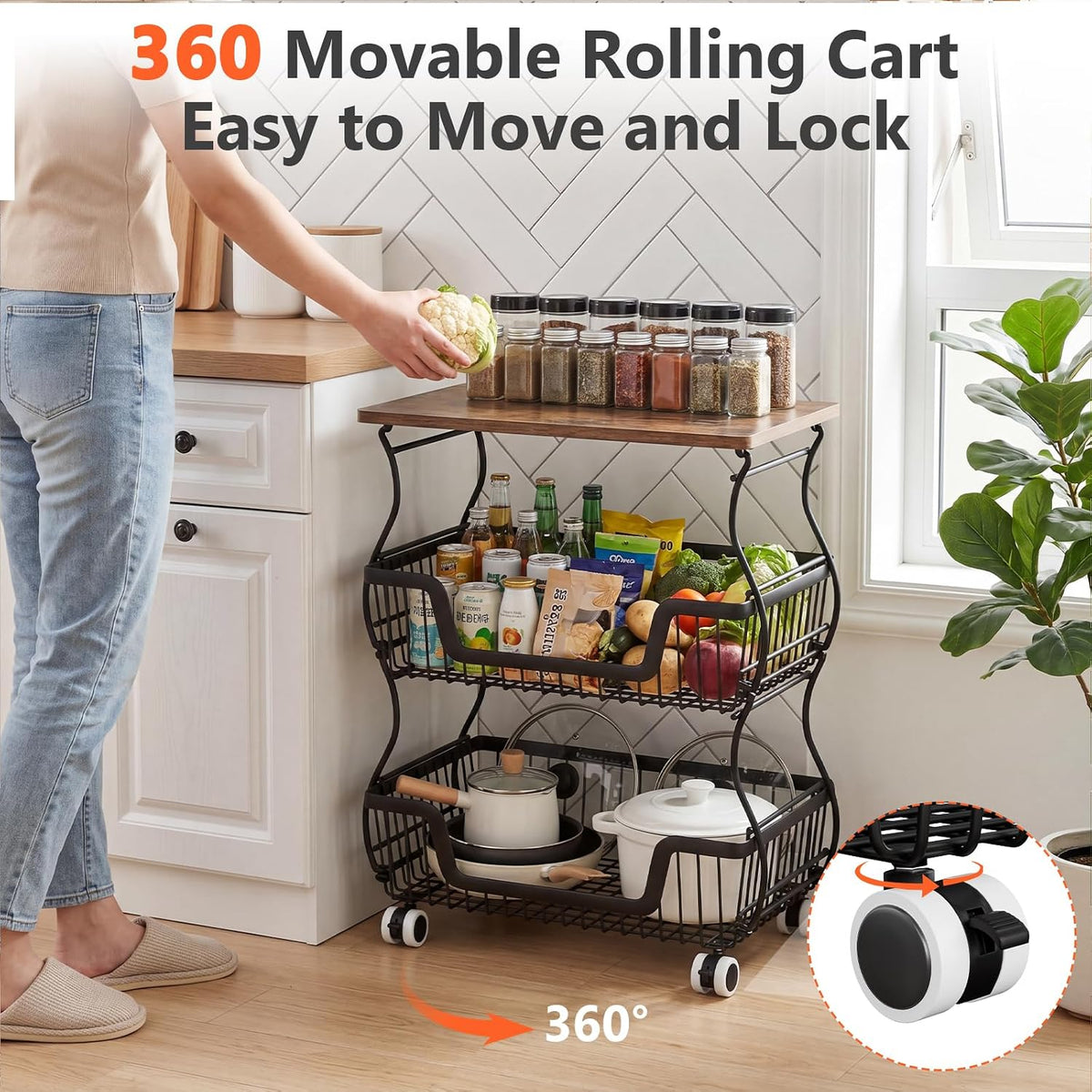 3-Tier Rolling Storage Cart