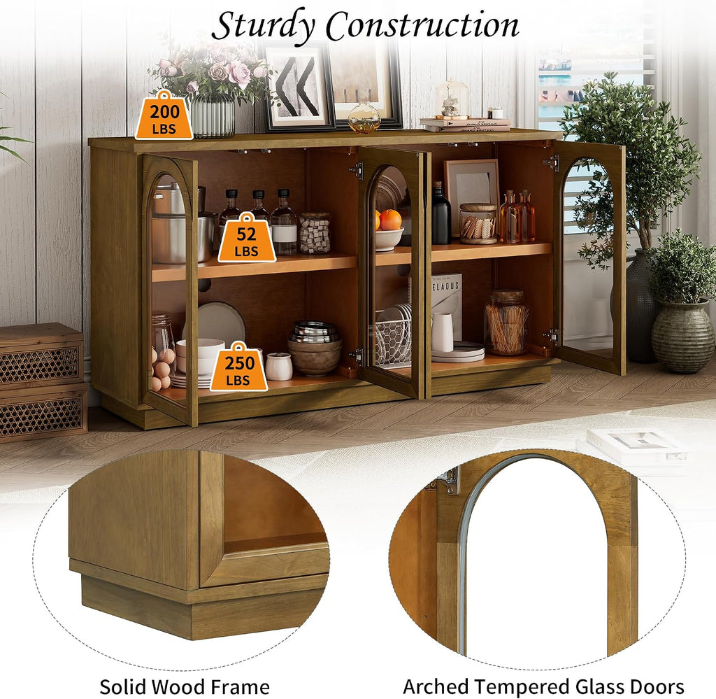 4-Door Glass Sideboard Cabinet