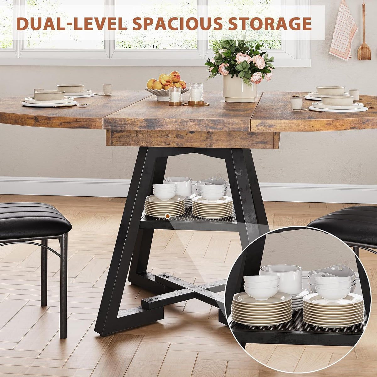 Extendable Round Dining Table