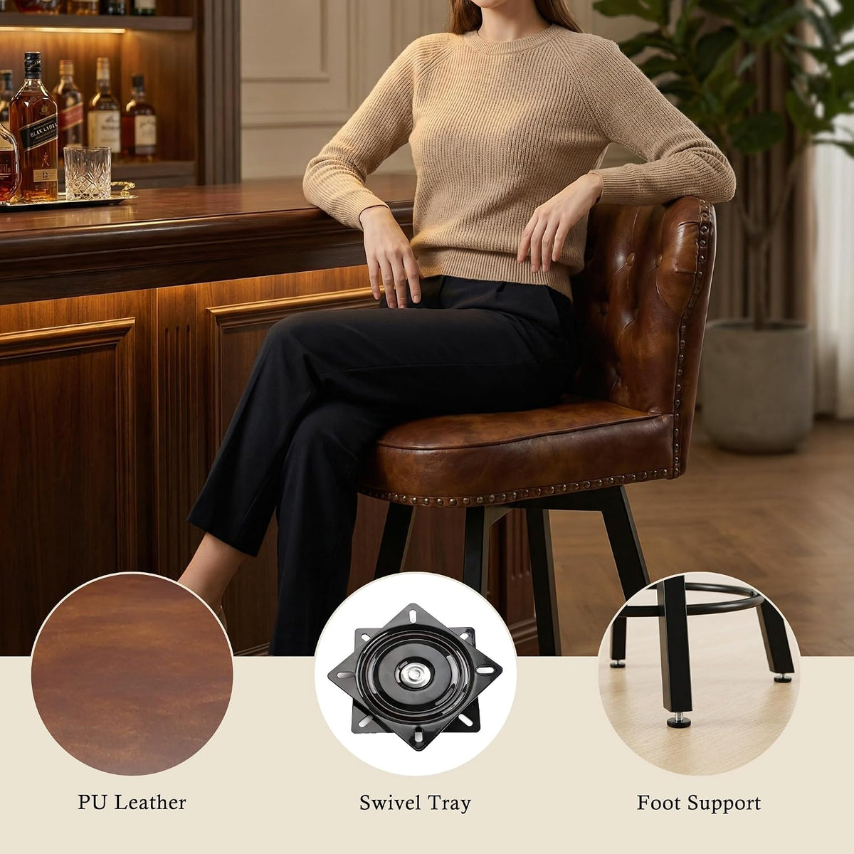3 Swivel Counter Bar Stools