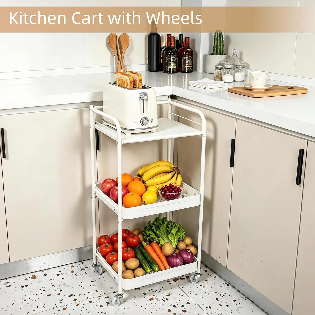 3 Tier Rolling Cart with Table Top